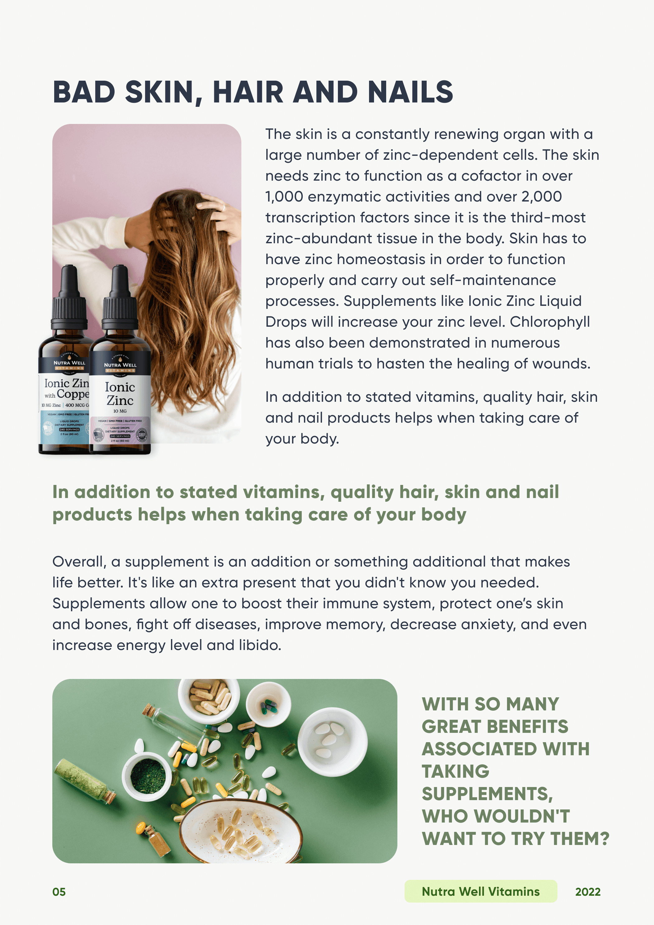 Supplement guide, page 6: bad skin, hair and nails